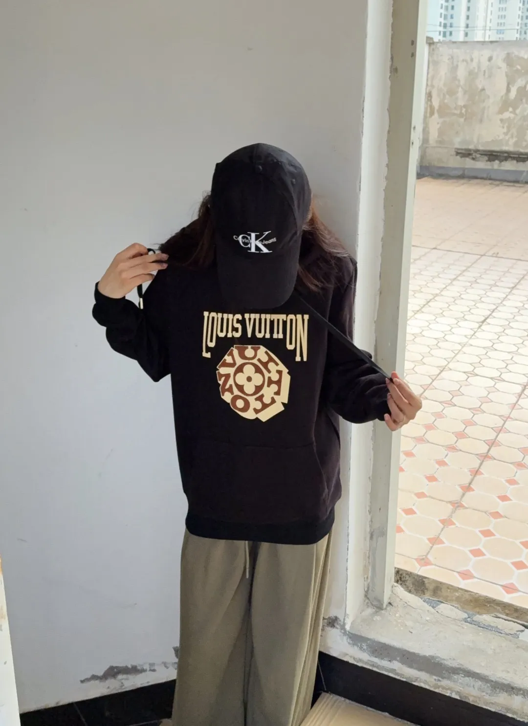 Louis Vuitton/Louis Vuitton 25Fw 3D letter patch hooded sweatshirt